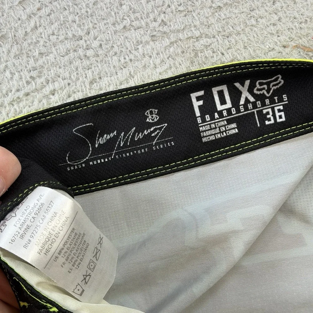 Fox Racing Board Shorts Men 36 Yellow Performance Stretch Drawstring Hybrid Swim